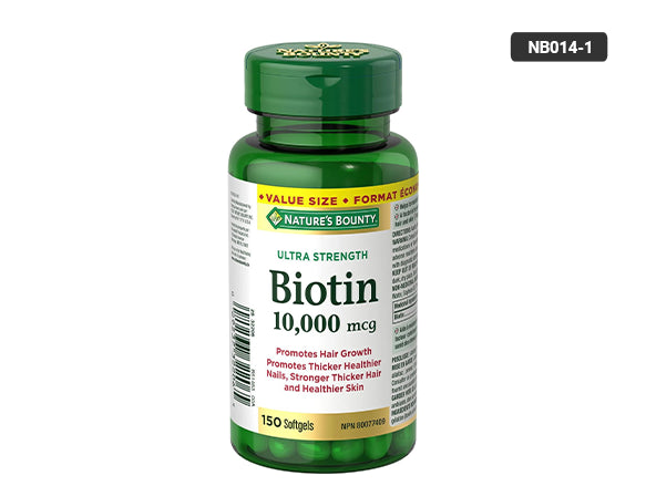 Natures Bounty Ultra Strength Biotin 10000mcg 150 Softgels - Promotes Hair growth, Nails, and Skin.